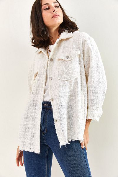 Bianco Lucci Women's Double Pocket Şanel Shirt 4637