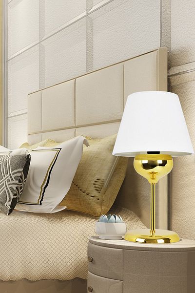EvLight Ellipse Gold Leg Metal Cream Lampshade Table Lamp