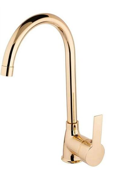 Fulcie Gold Kaplama Mutfak Eviye Bataryası Musluğu Delta Kaliteli Gövde