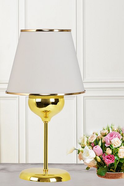 EvLight Azalea Metal Gold Designed Cream Table Lamp Lampshade