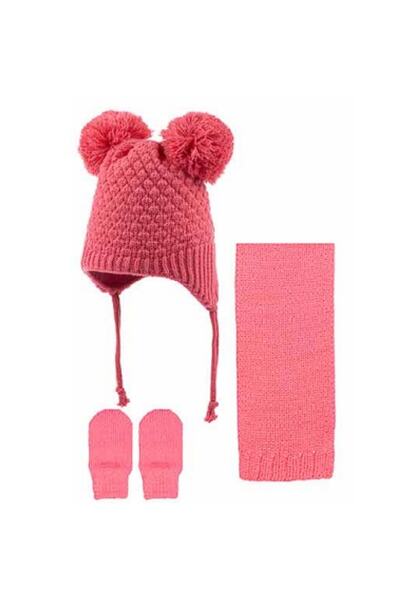 Kitti 0-18 Months Baby Girl, Scarf, Beanie, Gloves Set, Set of 3