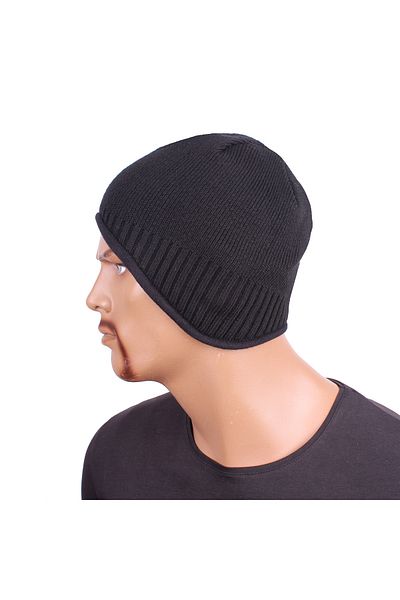Granz Men's Eared Beret Black Inside Fleece Outside Knitwear Model 0116-6371