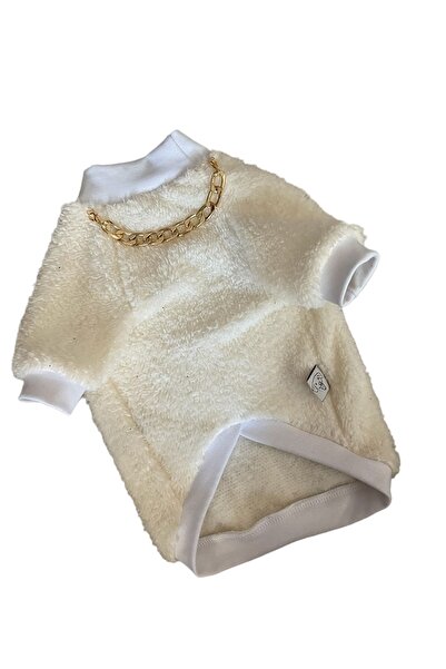 Barneystore Kedi Köpek Ekru Peluş Kolyeli Sweat