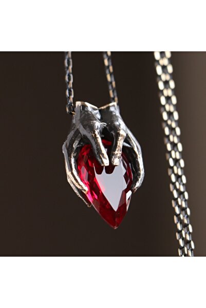 Moko Art Design Damla Garnet Taşlı Avuç Kolye