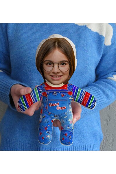 Bk Gift Gift Kişiye Özel Fotoğraflı Chucky Figürlü Çocuk Bebek Yastık