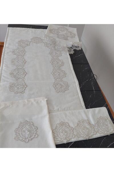 BULUT HOME Lüks Gardenya Keten 6 Parça Seccade Takımı