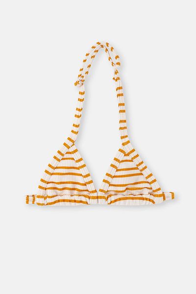 Dagi Gelb gestreiftes kleines Triangel-Bikini-Set
