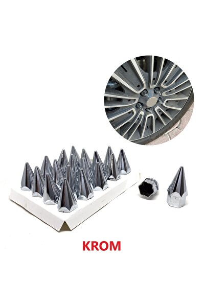 ŞüsCarOto Aksesuar Sivri Mermi Bijon Kapağı Sökme Aparatlı 20 Li Set Krom 17 Mm