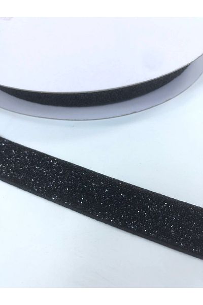 Hobigram Μαύρο Χρώμα Glitter Velvet Κορδέλα 2 εκ. Η τιμή είναι για 1 μέτρο – Κορδέλα, Κομψό Σχέδιο, Γυναικείο Αξεσουάρ – Ku