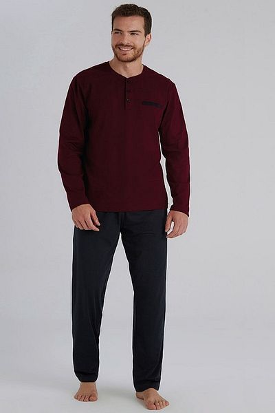Eros Men's B Üyük Size Cotton Boxed Long Sleeve Pajama Set