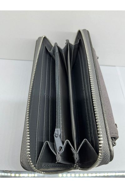 Elif Wallet with Zipper and Phone Holder Metallic Gray Color605349