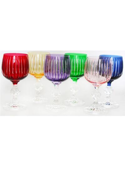LEONARTE CASA Bohemia Kristal 150 ml 6 Renk Mix Kahve Su Bardağı Sarpy