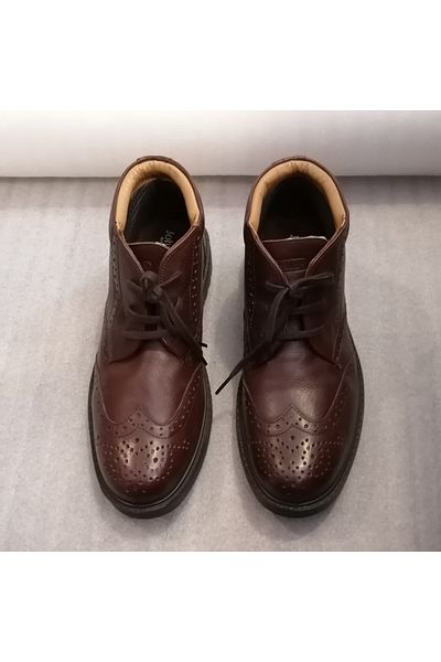 John May Men's Genuine Leather Brown Studded Hole Double Face Soft Flexible Rubber Sole Lace Up Boots