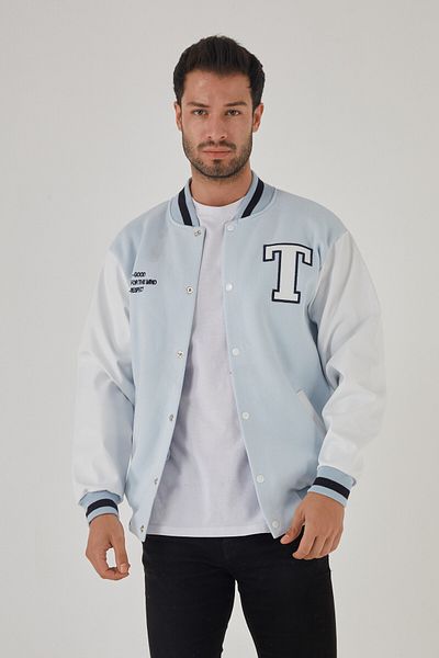 Sporting Men's Blue White Relaxed Cut College Coat