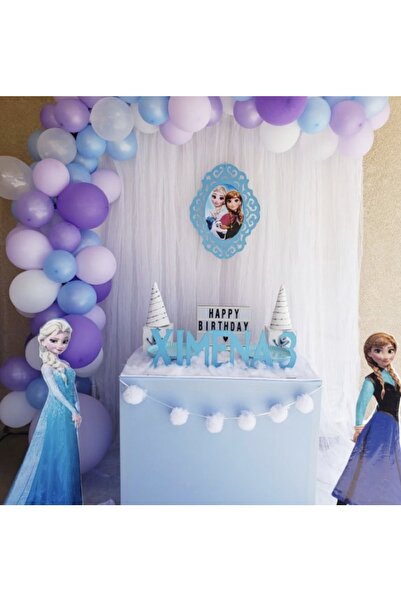 Çemrek Süs Parti مجموعة سلسلة بالونات صغيرة بتصميم إلسا باللون الأزرق الفاتح ...