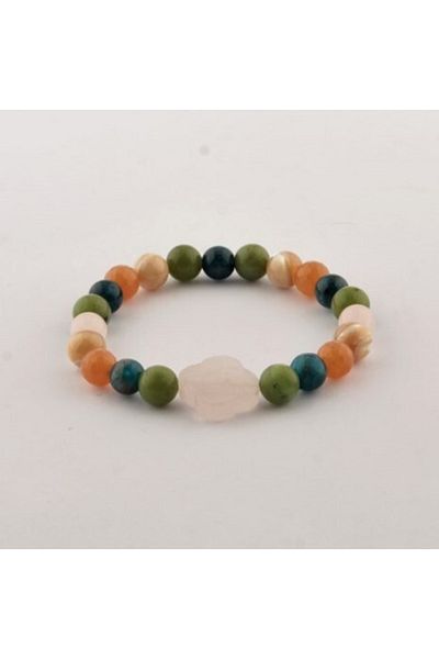 ALAVAN Natural Stone Taurus Bracelet - Pink Quartz and Jade Apatite Pearl Stone