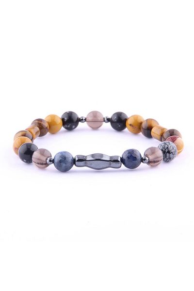 ALAVAN Capricorn Natural Stone Bracelet, Hematite - Dumourtierite - Smoky Quartz - Obsidian