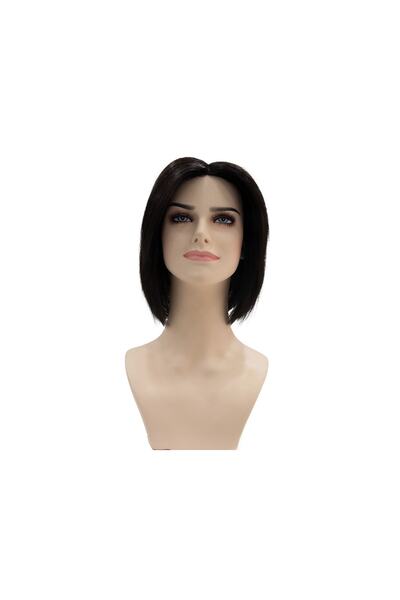 Platin Peruk Koyu Kahve Küt Tül Peruk 1-9