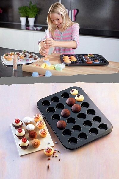 Tilbe Home Muffin Mold 24-Piece Cupcake Capsule Oven Mini Cake Browni Cake Extra Cookie Mold Muffin Baking Pan