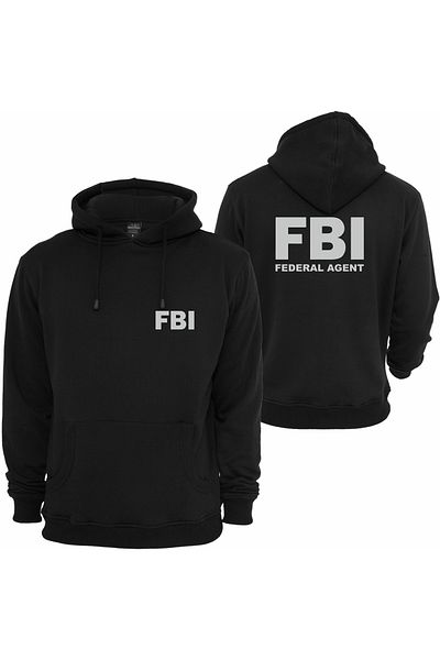 venüsdijital FBI Federal Agent Night Glowing Reflective Printed Hooded Sweatshirt
