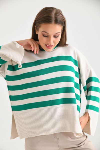 VOLT CLOTHİNG Women's Crew Neck Slit Detail Oversize Knitwear Sweater