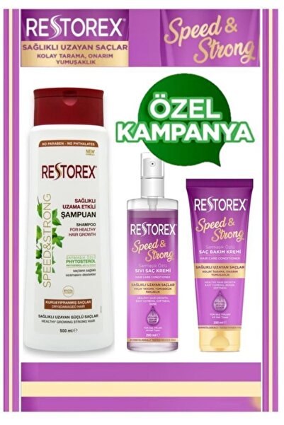 Restorex Kuru Ve Yıpranmış Saçlar Için Speed Strong Saç Bakım Seti 3 Lü