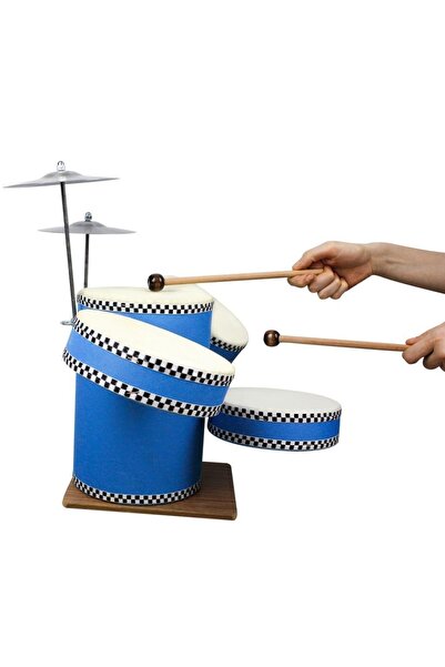 Genel Markalar Standlı Ahşap Ve Orjinal Deri Çocuk Bateri Seti Ahşap Davul Ba...