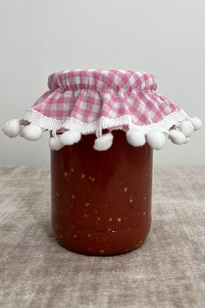Soft Kare 3 Pieces Red Small Gingham Elastic Stitched Jar Lid Cover