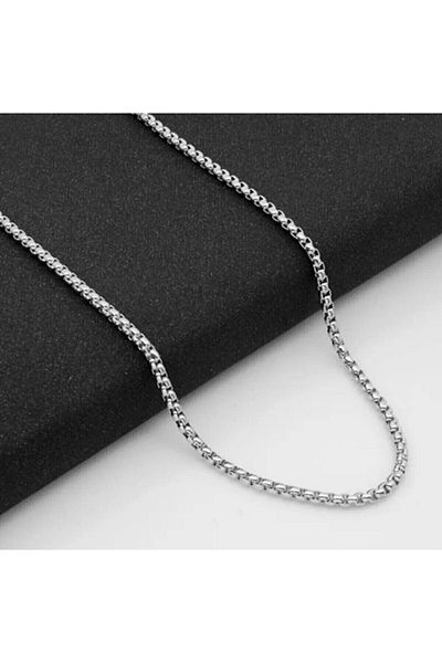 fullcontrol Men's Gray Knitted Model Chain Necklace 60 Cm