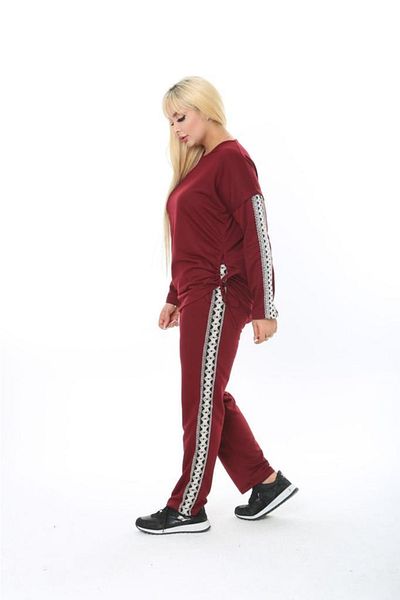 ZTO Women's Plus Size Stripe Detail Lace Up Tracksuit