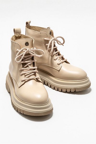 Elle Shoes Mink Leather Women's Daily Flat Boots