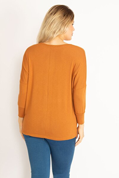 Şans Γυναικεία μπλούζα από βισκόζη με λαιμόκοψη V-λαιμόκοψη 65n29662