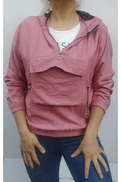 Hepsibitarz Kadın Pembe Kapüşonlu Sweatshirt