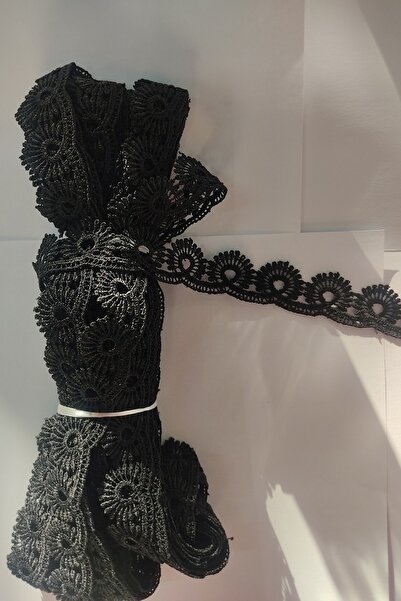 DUAYEN Güpür Dantel Siyah Salyangoz Desen 2 Metre