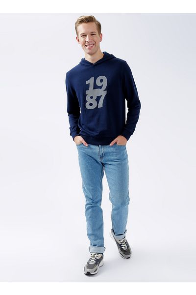 Aeropostale Bedrucktes Sweatshirt mit Kapuze und Kragen in Marineblau für Herren E-Nummer