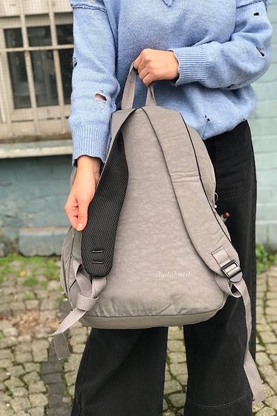 DodoButik Women's Gray Clinker Large Size Multi-Pocket Backpack