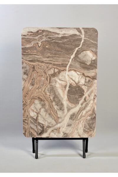 Güzelkan Katlanabilir Kırma Çalışma Masası Beyaz Mermer Desen Grilla 50x80 Katlanabilir Mutfak Masası