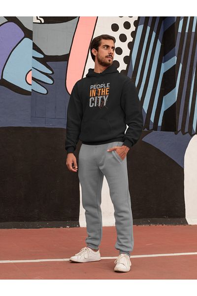 Raf Coll Φούτερ Unisex Μαύρη κουκούλα με ψηφιακή εκτύπωση