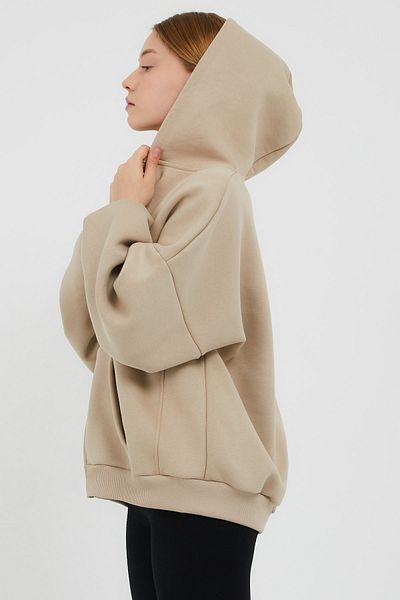 LAMODEMAPASS Γυναικείο μπεζ φούτερ Oversize