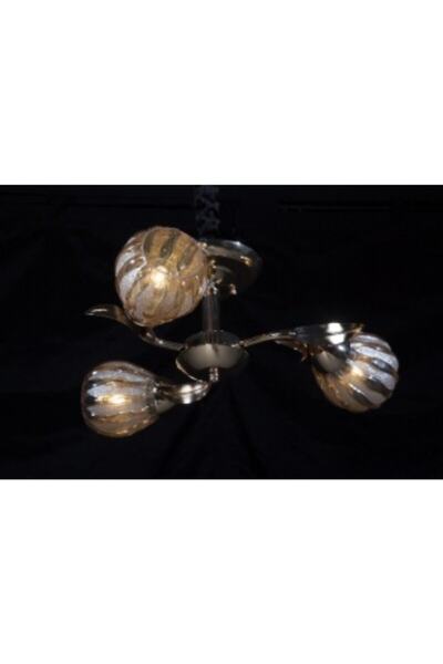 Lamba Ilker 3'lü Eskitme Camlı Avize