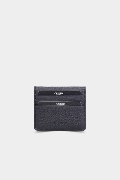 GUARD Unisex Black Patch Design Leather Card Holder