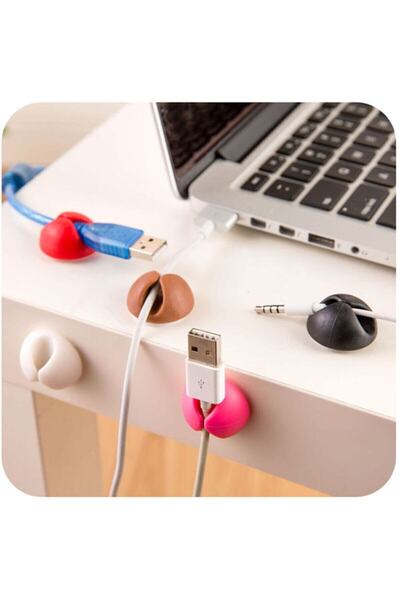 epazzar Kablo Tutucu 12li Mini Klips Usb Şarj Kablosu Tutucu Apart