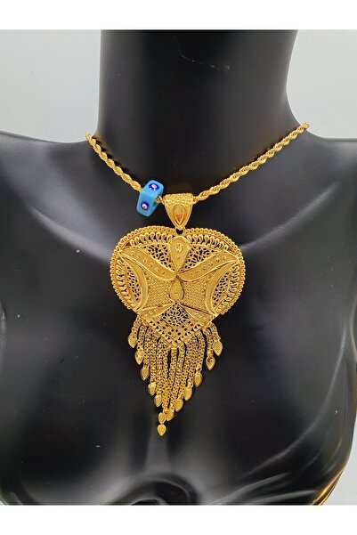 barisiva gold 1. Kalite 22 Ayar Altın Kaplama Hint Kolye 60 Cm Zinciriyle