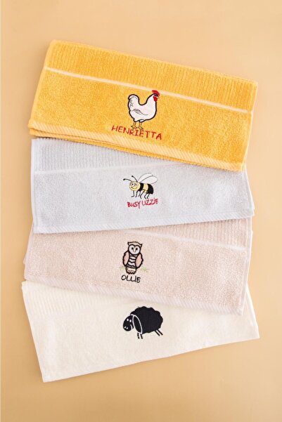 Aysha Hayvan Nakışlı Mutfak Havlusu 4'lü Paket