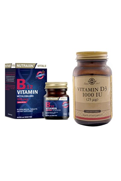 Solgar فيتامين د3 100 سوفتجيل + نوتراكسين ب12 فيتامين مركب