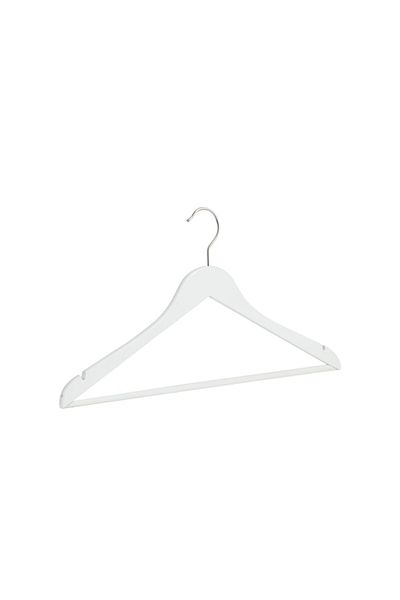 NYN Wooden Hanger Quality and Stylish Bar Clothes Trousers Hanger White Color 30 Pieces