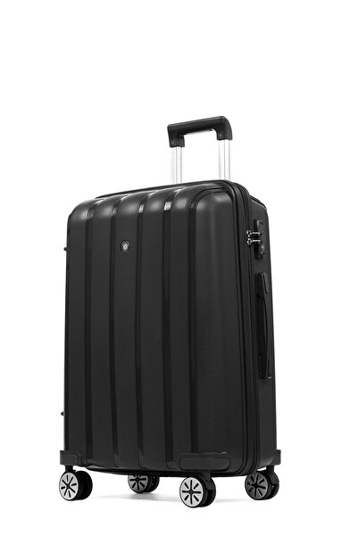 CENGİZ PAKEL Kabin Boy Siyah Policarbon Valiz