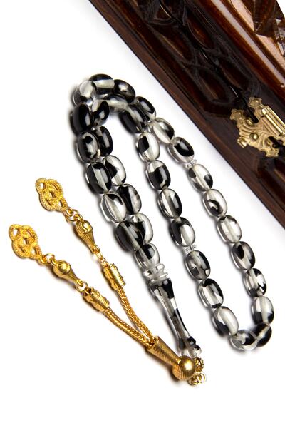 OTTOTESBİH Мъжки прозрачни черни моаре капсуловидни ароматизирани кехлибарени...