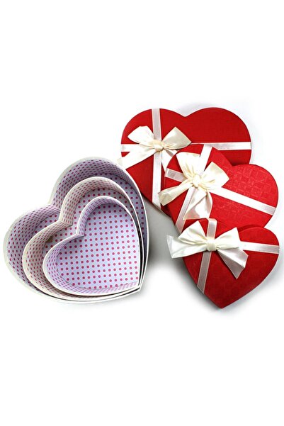 Genel Markalar Iç Içe Geçen Kalp Şeklinde Kapaklı Hediye Kutusu Seti Takımı