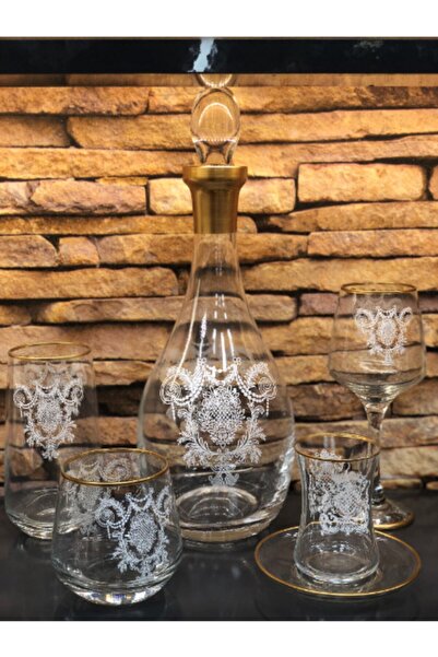 TURAB 61 Parça 12 Kişilik Dantelli Gold Yaldızlı Su Takımı